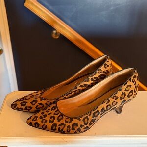 Clarks Brown Leopard Print Kitten Heels